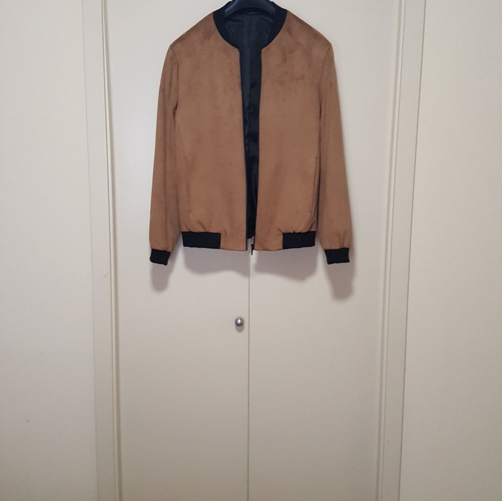 Faux suede bomber